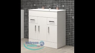 Premier - Turin 800mm Gloss White 3 Door Vanity Unit \u0026 Basin