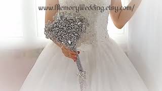 Brooch bouquet fan, for bride or bridesmaids. Luxury bling wedding bouquet