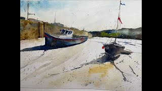 Exciting Watercolour Boats at the Coast Step by Step - WATERCOLOR IN 5