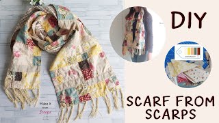 DIY Easy Patchwork Scarf / Scarf from Scraps Tutorial / How to make a scarf from scrap fabric [MFS]