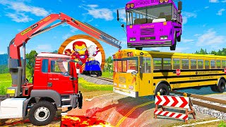 Big \u0026 Small Long Snake Mcqueen with Spinner Wheels vs Minecraft vs Thomas Trains - BeamNG.Drive