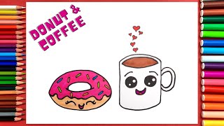 How to Draw a Donut and Coffee Easy