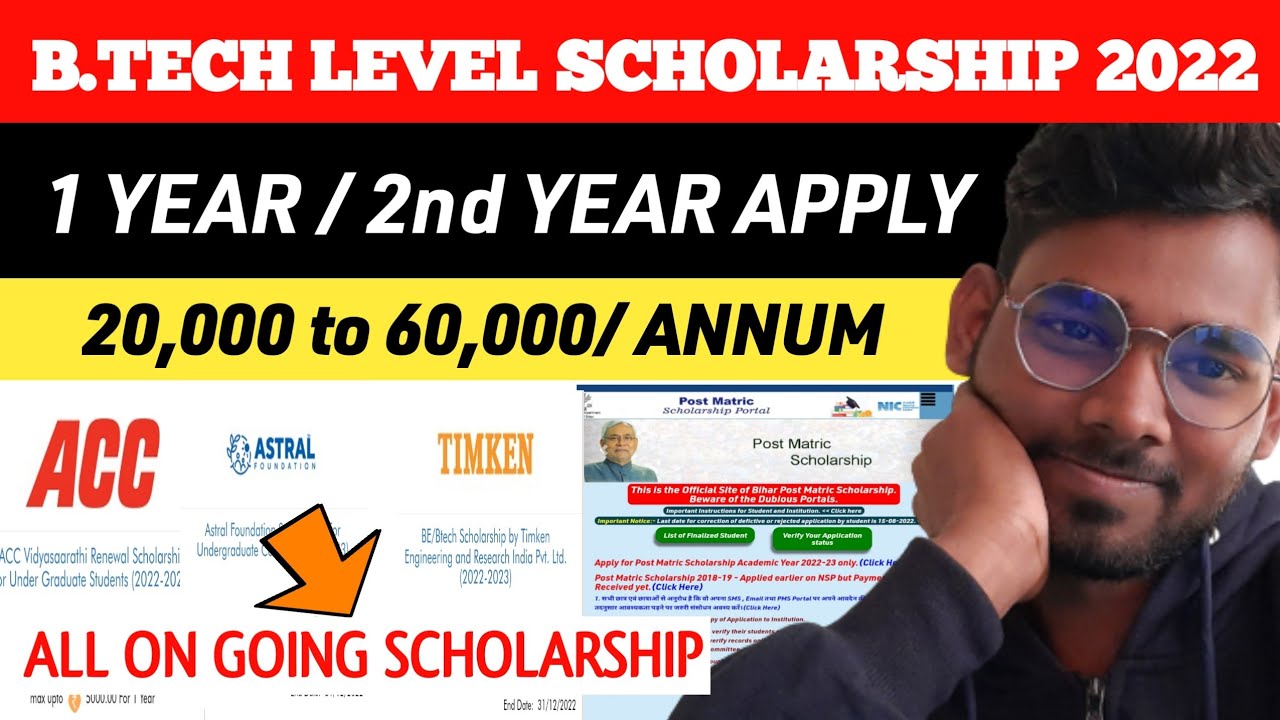 B.TECH LEVEL SCHOLARSHIP 2022 | 20,000 To 60,000/ANNUM| 1st/2nd YEAR ...