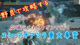 【MHRise】#49 ヌシアオアシラ重大事変の魔境野良で生き抜く方法【ライトボウガン】