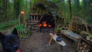 30 Days SOLO SURVIVAL CAMPING In RAIN - Building Warm BUSHCRAFT SHELTERS with FI