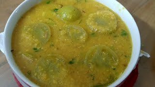 কাঁচা টমেটো দিয়ে মসুর ডাল রেসিপি /kacha tomato diye masoor dal recipe/Green tomato with masoor dal