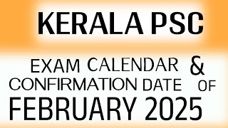 CONFIRMATION  & EXAM CALENDAR  OF FEB.2025