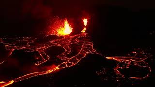 Drone shot of Volcanic Eruption in Geldingadalur, Iceland