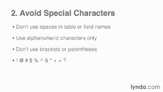 Tutorials - Relational Database Fundamentals 7/1 Following a naming convention