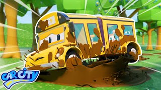 Oh no! School Bus gets dirty on the way to school! | Car Wash  | Kid Cartoons | Trucks Videos