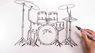 Learn to draw an Acoustic Drum Kit