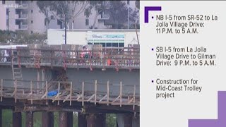 SANDAG to conduct overnight concrete pour of I-5 trolley overpass deck