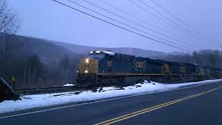 csx q425 with one car westbound @ middlefield road chester ma 12-15-19