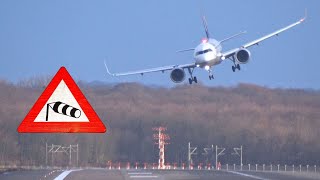 Sturm Burglind am Flughafen Düsseldorf - Seitenwindlandungen, viel Regen und ein Durchstarter