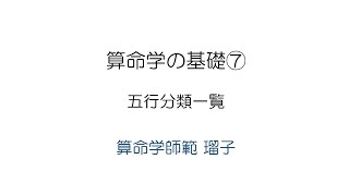 算命学の基礎⑦五行分類一覧