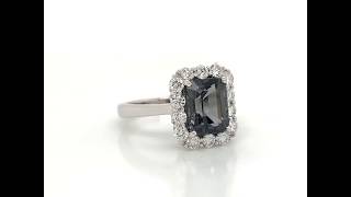 2.81-carat Gray Spinel and Diamond Ring in 18/K White Gold