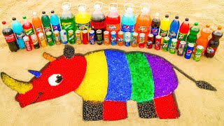 EXPERIMENT: How to make Rainbow Rhino with Orbeez, Fanta, Pepsi, Coca Cola vs Mentos & Popular Sodas