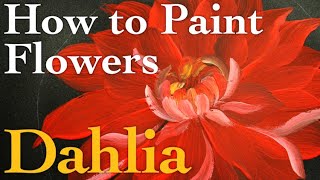 Flower painting tutorial | Dahlia - Red ( in 3 Minutes )