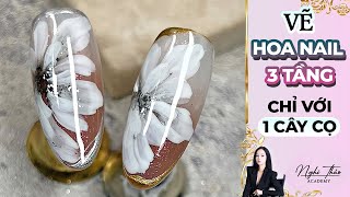 Vẽ hoa nail 3 tầng chỉ với 1 cây cọ