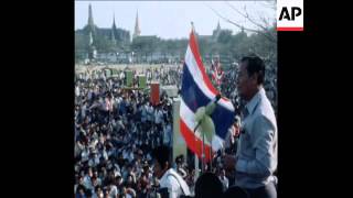 UPITN 25/2/80 DEMONSTRATION  IN BANKOK OVER RISING FUEL AND GAS PRICES