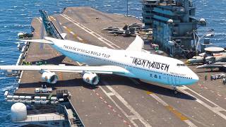 IMPOSSIBLE Takeoff! Boeing 747 Iron Maiden Launches from an Aircraft Carrier - MSFS