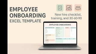Employee Onboarding Excel Template | New Hire Checklist Training Tracker and 30 60 90 Plan