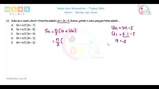 suku ke-n suatu deret aritmetika adalah Un = 3n - 5. rumus jumlah suku yang pertama adalah...