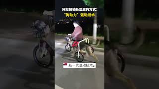 New type of dog walking, dog-powered hybrid bicycle! #Pet#Bicycle#Walkingthedog 新型遛狗，狗助力混合动力自行车！#宠物