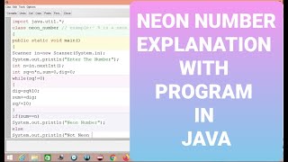 NEON NUMBER EXPLANATION WITH PROGRAM IN JAVA BY MARTIAL JAVA CLASS 9 - 10