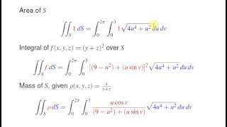 Surface integrals (general) for parametric surfaces and graphs