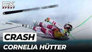 Alpine Ski Cornelia Hütter HUGE CRASH at Crans Montana | Downhill | 2022 🇮🇹