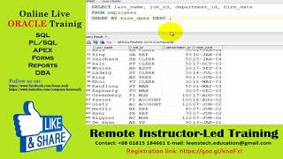 Oracle 12c SQL Workshop: SL#21 Sorting rows using the ORDER BY clause in the SELECT statement
