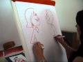 Agnes speed drawing with two hands, facing each other.