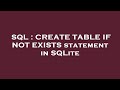 SQL : CREATE TABLE IF NOT EXISTS statement in SQLite