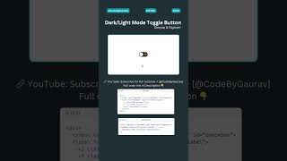 🎨Dark/Light Mode Toggle Button Using JavaScript! 🌙#shorts #webdevelopment #coding #css #html