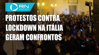 Centenas de pessoas protestam contra lockdown na Itália