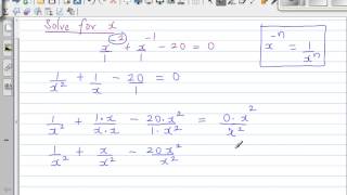 Solving equation x^ 2 +x^ -1- 20 = 0