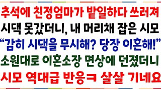 (반전신청사연)추석에 친정엄마가 밭일하다 쓰러져 시댁에 못간다 했더니,날 힘들게 한 시모\