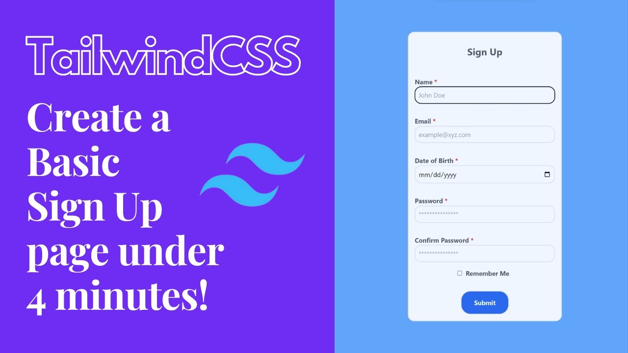 Tailwind CSS For Beginners : Create A Signup Page In Under 4 Minutes. # ...