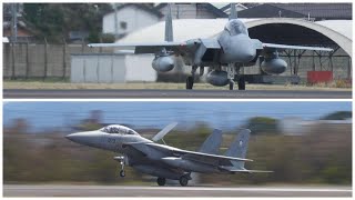 新田原基地の梅組から、3本タンクのカッコいいF -15がやって来た。　小牧基地