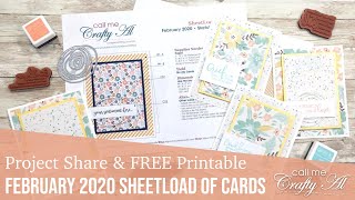 February 2020 SheetLoad of Cards | Debut \u0026 FREE Printable