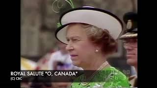 GOD SAVE THE QUEEN & O, CANADA - Queen Elizabeth II's Royal Salute on Canada Day 1990 (CBC)