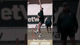 SLOW-MO: Gerald Coetzee's incredible fast-bowling technique #shorts #geraldcoetzee
