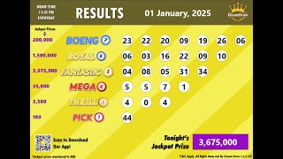 Dream Draw Free Raffle Draw results for January 01, 2025.