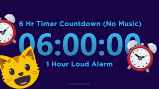 6 Hour Timer (No Music) with 1 Hour Loud Alarm | Countdown Timer