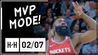 James Harden DOMINATES, Full Highlights Rockets vs Heat (2018.02.07) - 41 Points, CLUTCH!
