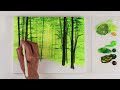 green forest painting forest landscape painting painting for beginners