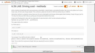 IS250 Lab 6 User-Defined Methods Zybooks