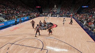 NBA 2K21_ジャンプボールを制し3P決める