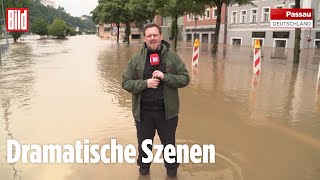 PASSAU: Straßen und Altstadt stehen unter Wasser